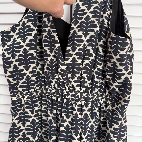 Madewell Silk Daylight Dress Ikat Bloom Black Cream Size 6 - Picture 8 of 11